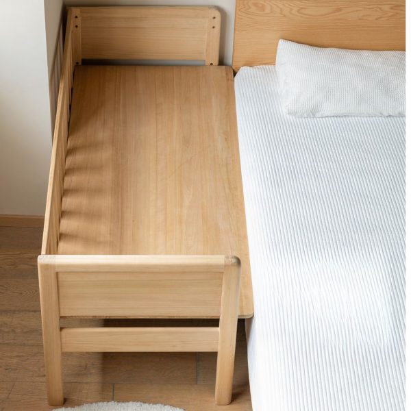 "Unfinished Color Modern Poplar Standard Children Bed with Latex Mattress & Guardrail, Gender Neutral"