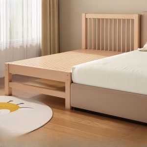 "Modern Unfinished Color Natural Wood Standard Children Bed, Gender Neutral"